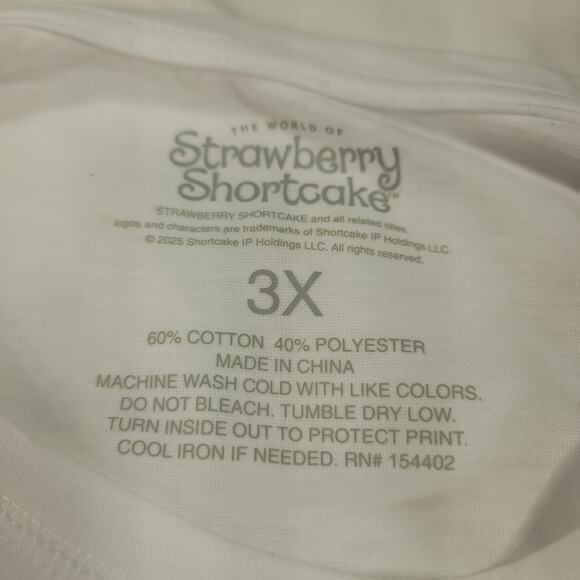 Strawberry Shortcake Casual Short Sleeve Crew Neck Shirt Womens Size 3X White - Picture 3 of 8